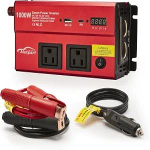 TWING 차량용 1000W 인버터 12V DC를 110V로 변환하는 파워 듀얼 AC 콘센트 3.0A USB 및 Type-C 포트 포함