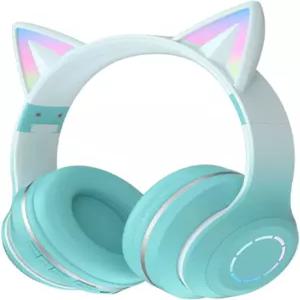야판다 헤드폰 귀여운 고양이 귀 블루투스 초장기 대기 LED 조명 무선 경량 통기성 부드럽고 접이식 조절