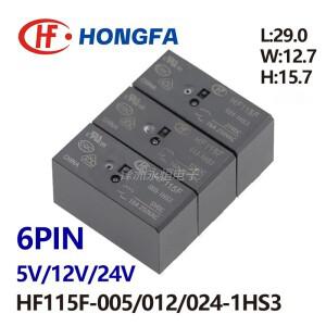 5Pcs HF115F JQX-HF115F-005 012 024-1HS3 6PIN 16A HF115F-005-1HS3 5V 12V 24V 전원 릴레이