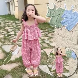 귀여운상하복 데이지꽃 스모크나시 고쟁이 여아 상하세트 205373