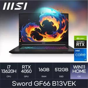 MSI 소드 스워드 GF66 B13VEK / i7-13620H / RTX4050 (Win11 / D5-16GB / 512GB) 마우스 HMC