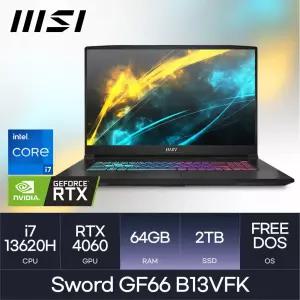 MSI 게이밍노트북 i7 / 4060 / GF66 B13VFK l (D5-64GB / 2TB) 마우스 HMC