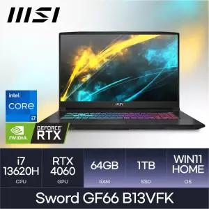 MSI 게이밍노트북 i7 / 4060 / GF66 B13VFK Win11 l (D5-64GB / 1TB) 마우스 HMC
