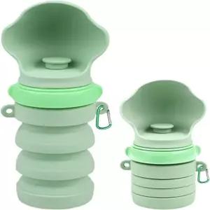 접이식 개 물병 등급 반려동물 캠핑 여행용 하이킹 스퀴즈 강아지 이동 식품 가능 액세서리(녹색)로 병 필수품 실리콘 여행 Green One Size