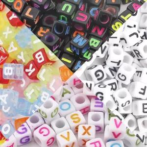 굿치 비즈 알파벳 부품 컬러풀 큐브 DIY 팔찌 주얼리 핸드메이드 액세서리 스페이서 6mm 약 800개