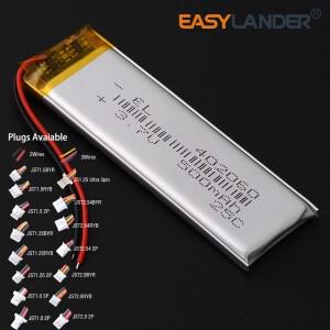 JST2.0 3P JST1.25u 402060 3.7V 500mAh 충전식 리튬 Lipo 이온 폴리머 배터리