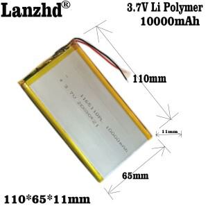 1-10pcs 1165113 3.7V 리튬 폴리머 LiPo 배터리 전자 책 태블릿 pc 노트북 보조베터리 비디오 게임 10000mA