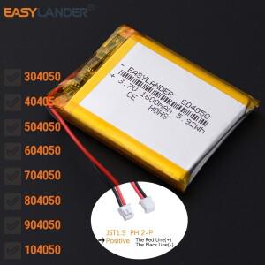 JST1.5mm 2핀 104050 3.7V 2400mAh 리튬 폴리머 이온 배터리