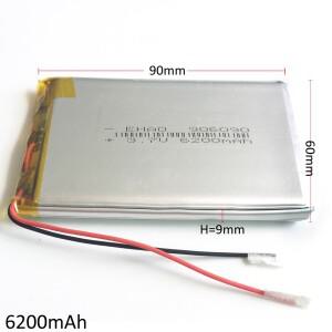 패드 전자 책 GPS PSP DVD 전원 은행 태블릿 PC 906090 3.7V 6200mAh 대용량 리튬 폴리머 LiPo 충전식 배터