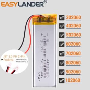 JST1.0mm 2핀 302060 3.7V 600mAh 리튬 폴리머 LiPo 배터리