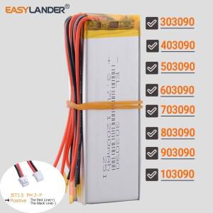 JST1.5mm 2핀 3.7V 303090 902990 3000mAh 충전식 리튬 이온 폴리머 배터리