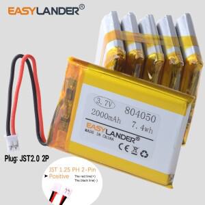 실리콘 와이어 804050 CE+Rohs 3.7V 2000mAh 리튬 폴리머 이온 배터리 리포 JST 2.0 2P