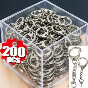 200/10개입 로브스터 클래스프 키링 D형 체인 커넥터 훅 DIY 쥬얼리 제작용 펜던트
