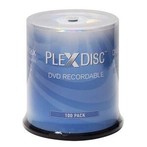 PlexDisc DVD+R 4.7GB 16배 기록 가능한 미디어 실버 탑 디스크 - 디스크 스핀들 100개(FP) 63C-115-BX 블랙