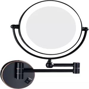 YQBDCKEDU 미러 LED 벽걸이 메이크업 7배율 8인치 양면 360 회전식 배니티 플러그 침실 또는 욕실용 그린