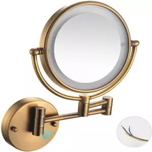 VVQQFGXN 배니티 미러 욕실 메이크업 월 장착 LED 8인치 10배율 색상 앤티크 구리 사이즈