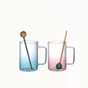 에지리 집들이 선물 마린 그라데이션 내열유리 머그 + 머들러 2인세트 MNS