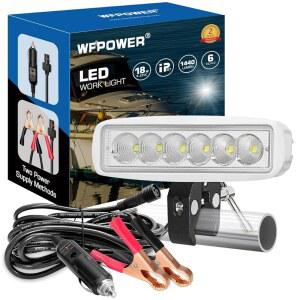 장착 클램프가 있는 WFPOWER LED 보트 조명, 유연한 6.3인치 초밝은 방수 해양 스포트라이트 투웨이 파워 12V 24V 라이트 바, 카약 베이스 존 낚시 티탑 데크 트럭용