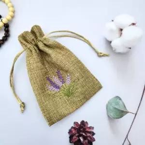 라벤더 자수 파우치 10x14cm 린넨 베이지 린넨파우치 메이크업파우치 메쉬파우치