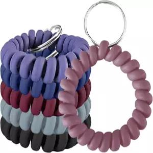 하미옐 플라스틱 손목 키 코일 스프링 체인 신축성 나선형 링 홀더