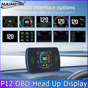 호환 자동차 속도 게이지 온보드 컴퓨터 P12 OBD2 HUD 업 디스플레이 스마트 디지털 타코미터 속도계 ECT 수온