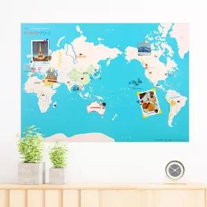 (튼튼)세계 색칠여행지도 - 백지도 커플 컬러링맵선물 놀이 하기 국기 포스터 어린이 대한민국 교육용