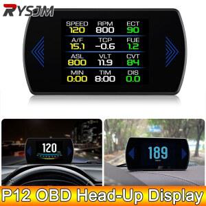 호환 자동차 속도 게이지 온보드 컴퓨터 P12 OBD2 HUD 업 디스플레이 스마트 디지털 타코미터 속도계 ECT 수온