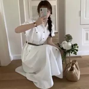 친절한탄씨 여성 반팔 롱 벨트 포켓 드레스 셔츠 카라 원피스 원피스 반팔원피스 여름원피스