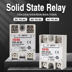 호환 10A SSR 25A 솔리드 스테이트 릴레이 40A 출력 3-32VDC 24-480VAC 220V 단상 -AC 40A 릴레이 SSR 방열판 SSR 40DA