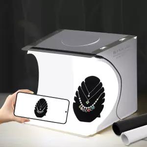 LUZ 미니 라이트 박스 9인치 사진 테이블 상단 20 LED 휴대용 스튜디오 촬영 텐트 소형 제품을 위한 2가지