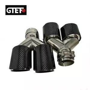 배기음튜닝 머플러  GTEFO 2PCS 좌우 레무스 글로시 듀얼 Y자형 카본 파이버 스테인리스 스틸 배기 팁 자동