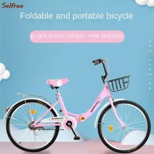 Selfree-22/24 인치 접이식 자전거, 숙녀용 고 탄소강 프레임 사이클링 자전거, 시티 레이디 휴대용 라이트