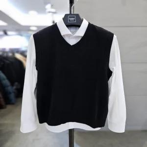 [바쏘옴므]바쏘옴므 남자 가을 겨울 캐시미어 블렌드 조끼 블랙 니트 베스트 WSZ3WV01