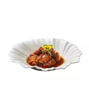 화이트 깊은 접시 식당 그릇 꽃 도자기 음식점 샐러드 디저트 고급 호텔 요거트 모양 높은