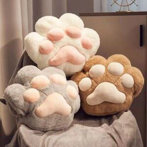 호환 귀여운 고양이 발 모양 겸용 오피스 낮잠 손난로 베개 차량용 담요 따뜻한 이불 부드러운 플러시 소재 홈데코 쿠션