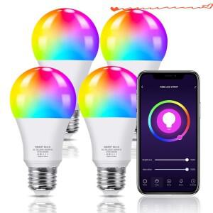 Zigbee 스마트 라이프 앱 제어 전구 투야 와이파이 E27 디밍 LED RGB 램프 알렉사 구글 홈 18W 4 개