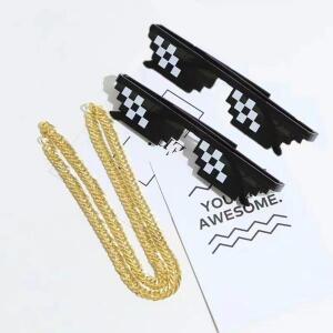 남성용 모자이크 선글라스, 멋진 파티 빈티지 쉐이드 안경, 픽셀 재미있는 여성 2 개