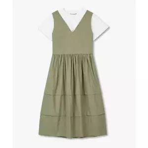 매장정품 지컷 GCUT 티셔츠 세트 레이어드 원피스_카키_7225337004 2505628406 163143