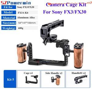 Sony FX3 카메라 케이지 용 Powerwin 나무 손잡이 키트 보호 장비 프레임 짐벌 알루미늄 합금 Arri 위치