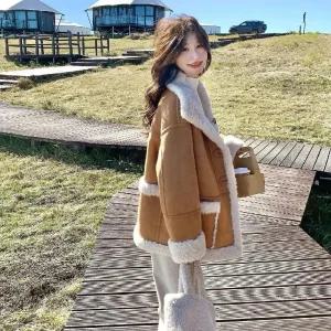 여성용 모피코트 도톰한 무스탕 일체형 코트 스웨이드 양면 원픽1