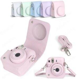카메라가방 INSTAX MINI 12 BAG 가죽 TRAVE 카메라 보호 가방 어깨 끈이있는 필름 케이스 FUJIFILM