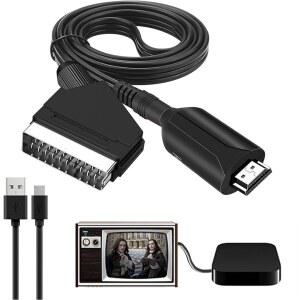 마이크선 케이블 POWICE SCARTHDMI 어댑터 1080P HDTV 포트 출력 케이블이 변환기 DVD용 HDMI STB VHS SCART