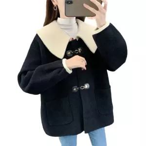 여성 모직 캐주얼 모직코트 루즈핏 세일러카라 더블 원픽3