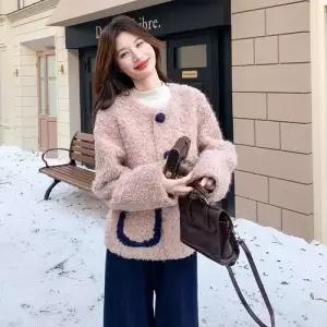 여친 봄가을 램스울 추천 슬림핏 쇼트 모피 상의 코트 SPO마켓3