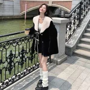 여사친 캐주얼 추동 칼라 도톰 모피 코트 슬림핏 램스울 추천 베이비 SPO마켓1