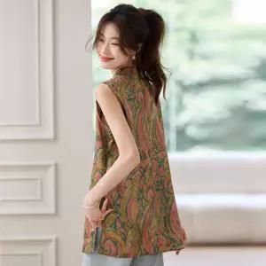 여름 차이나 티 여자블라우스 보카시 빈지 블라우스 민소매 치파오 조끼 원템2