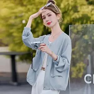 캐주얼 항공 봄여름 상의 린넨 야구 복 여자점퍼 코트 얇은 집업 원템2