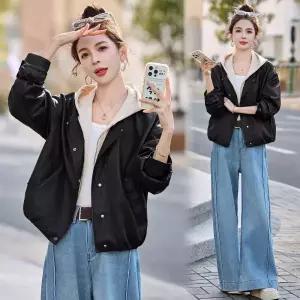 투피스 후드 숏코트 봄가을방학 야구 양가죽 여자점퍼 항공 캐주얼자켓 집업 원템3