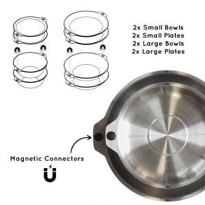 WINDSOR MAGWARE 세트 키트용 오버랜딩 배낭여행 마그네틱 접시 야외 스테인리스 여행용 스틸 캠핑 그릇 식기류 다이닝 휴대용 엉망 피크닉 RV