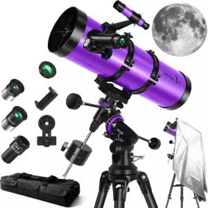 망원경 성인 및 초보자를 위한 50EQ 뉴턴 반사경 적도 마운트 휴대폰 먼지 덮개 휴대용 가방이 있는 고성능